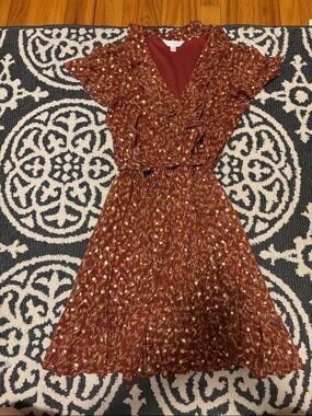 Women’s Rust Floral Ruffle Wrap Dress - Lauren Conrad